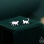 Sterling Silver Tiny Mismatched Cat Stud Earrings, thumbnail 1 of 12
