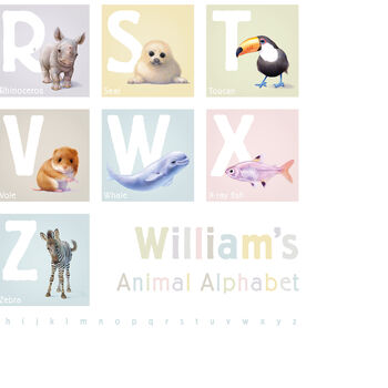 Personalised Illustrated Animals Block Alphabet Print, 4 of 12