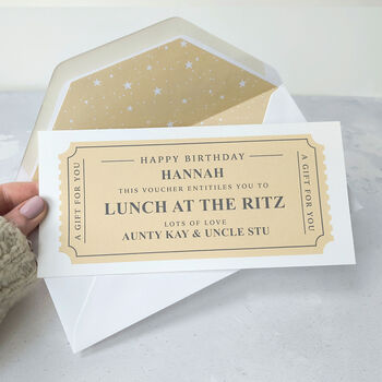 Personalised Luxury Ticket Style Gift Voucher, 6 of 7