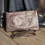 Metallic Leather Cross Body Pouch Clutch Bag In Bronze, thumbnail 2 of 3