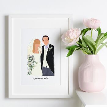 Christian Wedding Gift Couple Portrait With Bible Verse, 5 of 12
