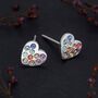 Sterling Silver Rainbow Heart Stud Earrings, thumbnail 1 of 6