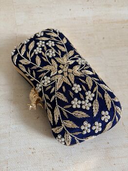 Navy Blue Frog Clasp Clutch, 3 of 7