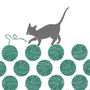 Cat Screen Print In Teal Green, thumbnail 4 of 6