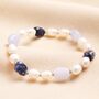 Blue Semi Precious Stone And Pearl Bracelet In Silver, thumbnail 3 of 4