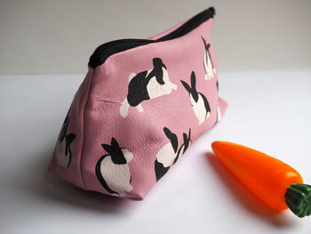 Hand Printed Soft Leather Rabbits Make Up Bag, 2 of 3