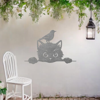 Charming Cat And Bird Wall Art Perfect Gift For Garden Decor Lovers, 10 of 10