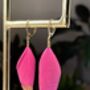Neon Pink Gold Plate Dipped Feather Earrings, thumbnail 2 of 2