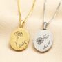 Personalised Name And Birth Flower Oval Pendant Necklace, thumbnail 1 of 2