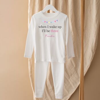 Personalised When I Wake Up Pyjamas Bunting Design, 2 of 2