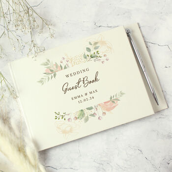 Personalised Floral Watercolour Hardback Guest Book, 2 of 4