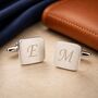 Personalised Initial Cufflinks With Classic Brushed Finish, thumbnail 1 of 8