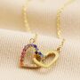 Interlocking Rainbow Crystal Hearts Necklace, thumbnail 3 of 7
