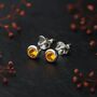 Sterling Silver November Citrine Birthstone Stud Earrings, thumbnail 3 of 6