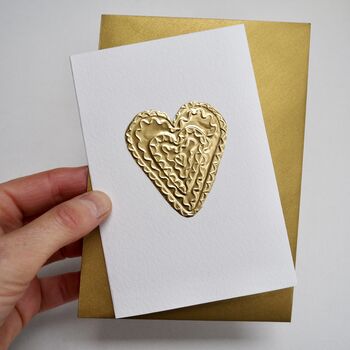 Handmade Card With Wavy Gold Foil Heart, 3 of 4