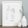 Bespoke Child's Continuous Line Portrait In Mount, thumbnail 1 of 8
