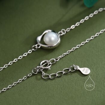 Sterling Silver Natural Pearl Mobius Circle Bracelet, 5 of 11