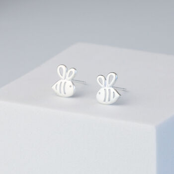Sterling Silver Bumble Bee Stud Earrings, 2 of 6
