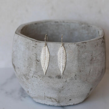 Sterling Silver Textured Palm Earrings, 4 of 8