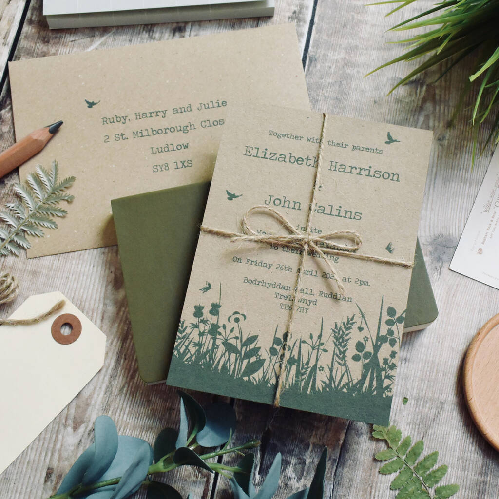 Wildflower Tri Folded Wedding Invitation By Paper And Inc | notonthehighstreet.com