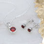 Sterling Silver Birthstone Necklace And Earring Set, thumbnail 7 of 12