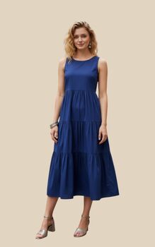 Women Solid Round Neck Fit And Flare Maxi Dress, 3 of 3
