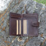 Women's Luxury Brown Leather Tab Trifold Purse Rfid Protected Personsalised, thumbnail 3 of 7