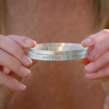 Personalised Sterling Silver And 9ct Yellow Gold Bangle, 3 of 7