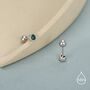 Extra Tiny Emerald Green Cz Screw Back Earrings In Sterling Silver, thumbnail 3 of 10