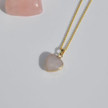Valentine's Day Dainty Rose Quartz Crystal Heart Necklace Gift For Love, 4 of 5