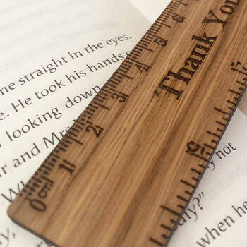 Personalised Oak Veneer Ruler Bookmark For Readers, 2 of 4