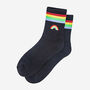 Rainbow Striped Sporty Ribbed Cotton Ankle Socks Women's Black, thumbnail 4 of 4