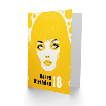 Cool Girl Age 18 Summer Yellow 18th Birthday Card, 2 of 4