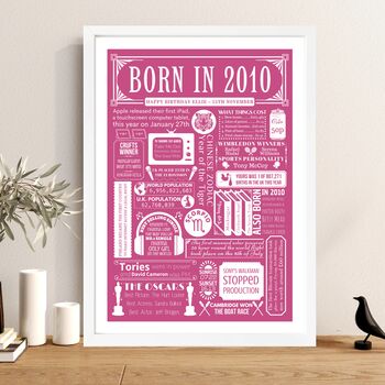 2010 Personalised 16th Birthday Fact Print Gift, 2 of 11