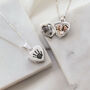 Sterling Silver Handprint Heart Locket Necklace, thumbnail 1 of 9