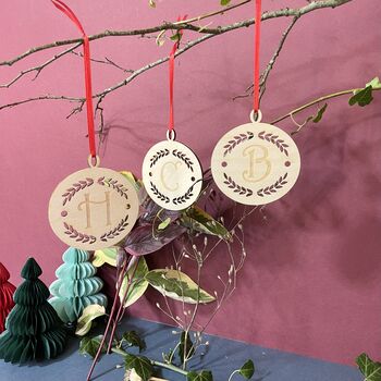 Initial Letter Wreath Tree Decoration, 8 of 9