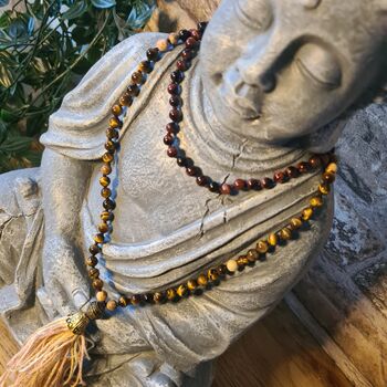 Tigers Eye Crystal Mala Bead Necklace With Tassel, 11 of 11