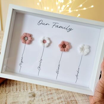 Personalised Cute Family Crochet Puff Flower Print, 2 of 4