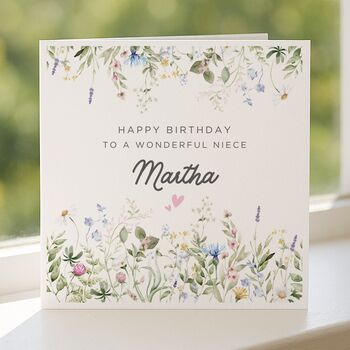 Wildflower Birthday Card Personalised For Niece, 5 of 8