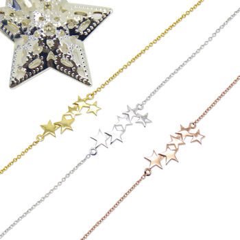 Plain Five Star Bracelet Rose Or Gold Plated 925 Silver, 3 of 8