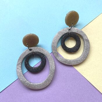 Brightly Coloured Wonky Hoop Retro Style Earrings, 9 of 9