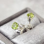 Green Peridot Ear Studs In Silver Or Gold, thumbnail 2 of 10