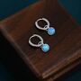 Sterling Silver Dangling Blue Opal Hoop Earrings, thumbnail 6 of 11