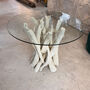 Four Seater Driftwood Round Dining Table With Glass Top, thumbnail 6 of 11