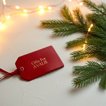 Luxury Personalised Leather Christmas Stocking Labels, 4 of 4