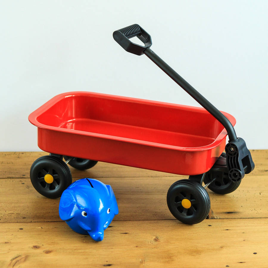 traditional little red pull along cart by berylune