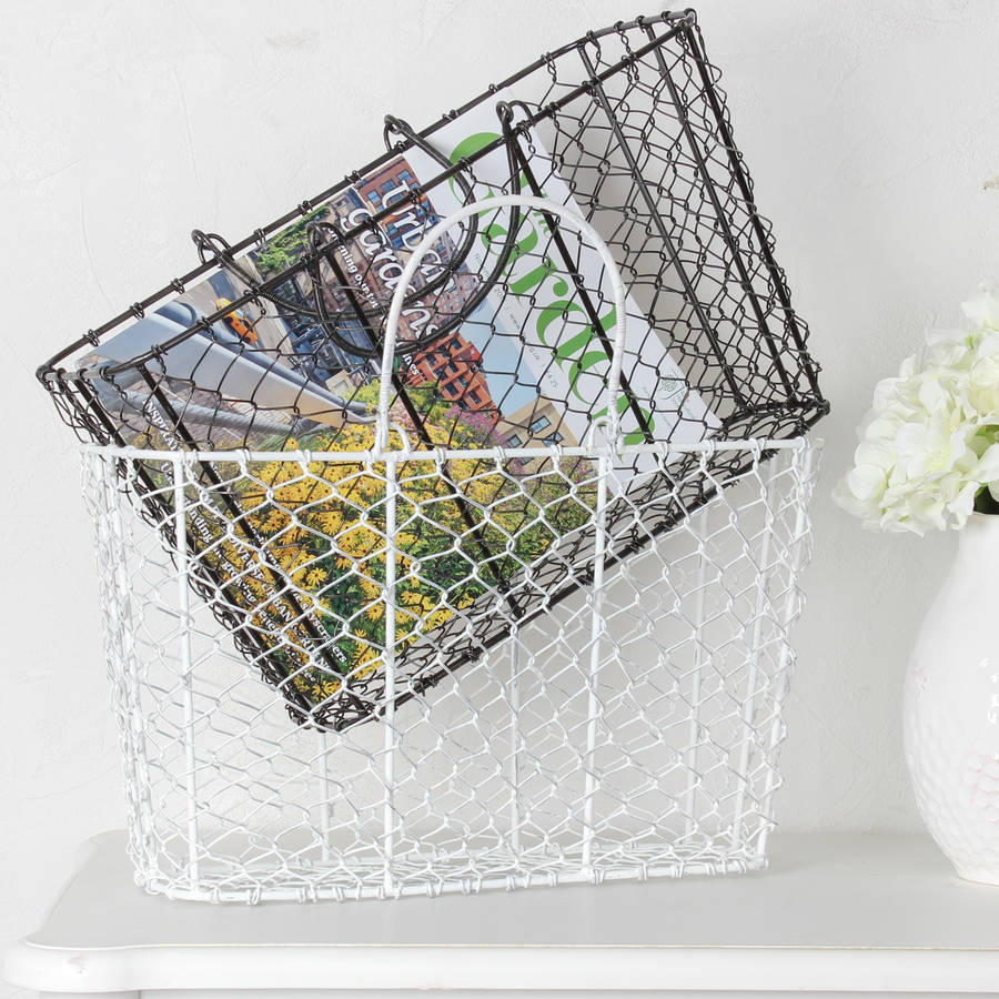 hand woven chickenwire magazine basket by dibor