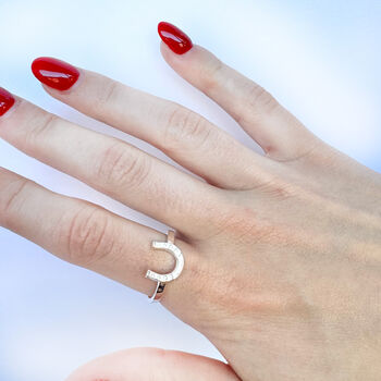 Sterling Silver Horseshoe Adjustable Ring, 2 of 6