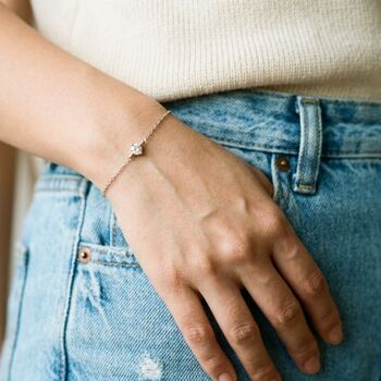 Dainty Solitaire Diamond Bracelet Silver, 7 of 9