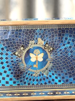 Luxury Wood Lacquer Coated Serving Tray, Indian Printed Serveware, 11 of 11